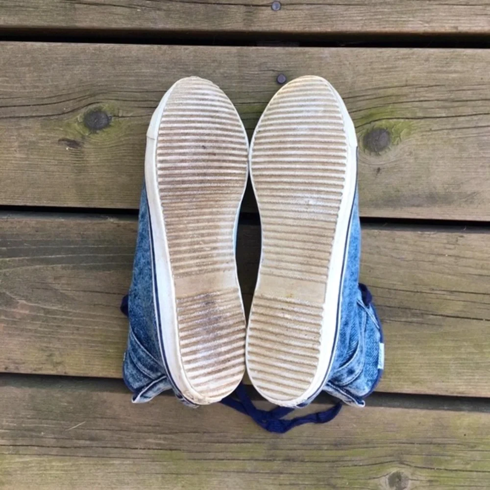 WESTIES Shoes Sneakers High Top Vintage Retro Acid Wash Blue Denim Size 7